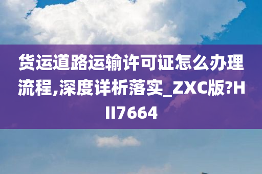 货运道路运输许可证怎么办理流程,深度详析落实_ZXC版?HII7664