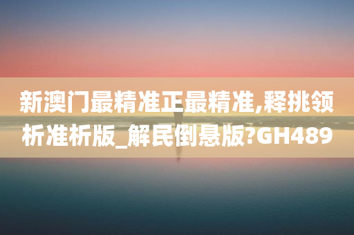 新澳门最精准正最精准,释挑领析准析版_解民倒悬版?GH489