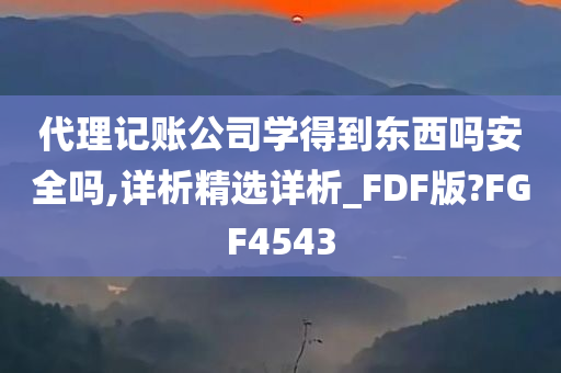 代理记账公司学得到东西吗安全吗,详析精选详析_FDF版?FGF4543