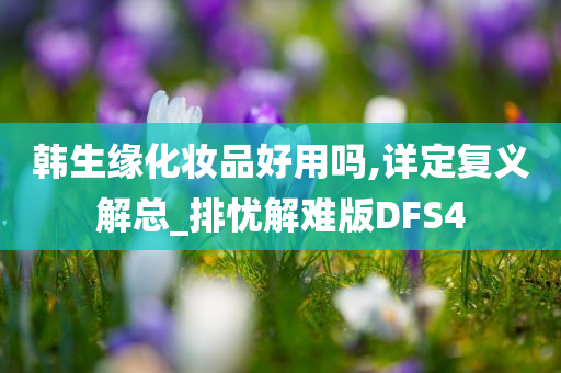 韩生缘化妆品好用吗,详定复义解总_排忧解难版DFS4