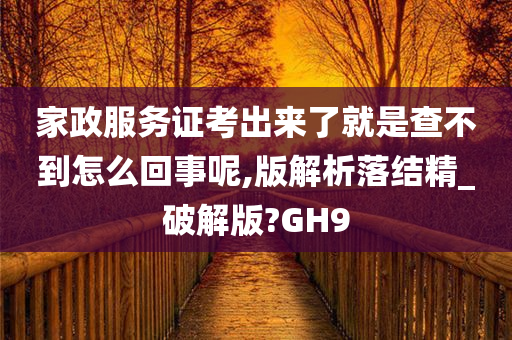 家政服务证考出来了就是查不到怎么回事呢,版解析落结精_破解版?GH9