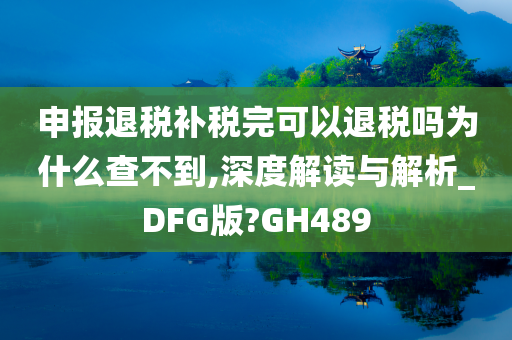 申报退税补税完可以退税吗为什么查不到,深度解读与解析_DFG版?GH489