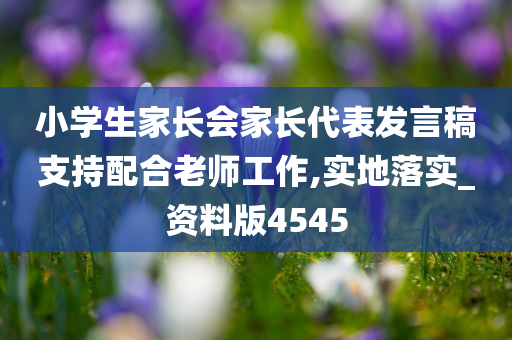 小学生家长会家长代表发言稿支持配合老师工作,实地落实_资料版4545