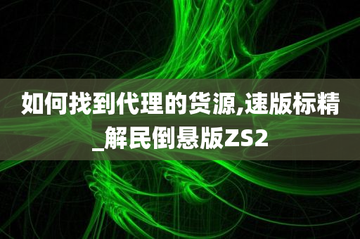 如何找到代理的货源,速版标精_解民倒悬版ZS2