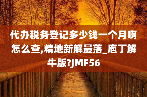 代办税务登记多少钱一个月啊怎么查,精地新解最落_庖丁解牛版?JMF56