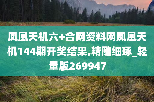 凤凰天机六+合网资料网凤凰天机144期开奖结果,精雕细琢_轻量版269947