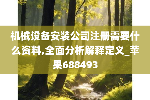 机械设备安装公司注册需要什么资料,全面分析解释定义_苹果688493