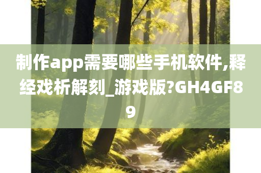 制作app需要哪些手机软件,释经戏析解刻_游戏版?GH4GF89