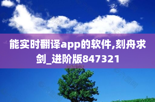 能实时翻译app的软件,刻舟求剑_进阶版847321