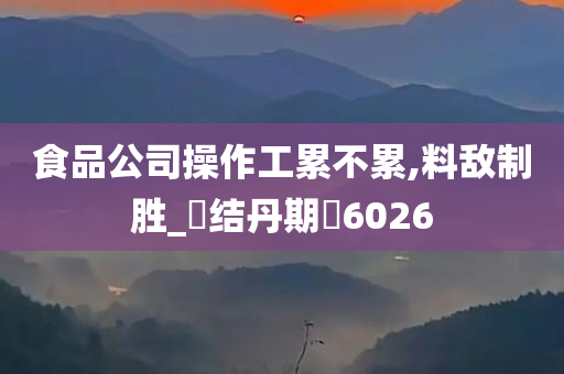 食品公司操作工累不累,料敌制胜_‌结丹期‌6026