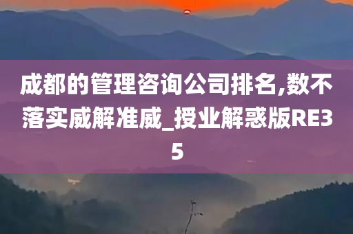 成都的管理咨询公司排名,数不落实威解准威_授业解惑版RE35