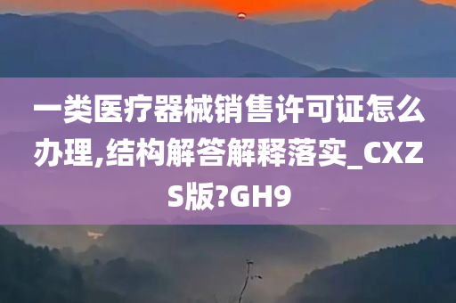 一类医疗器械销售许可证怎么办理,结构解答解释落实_CXZS版?GH9