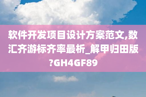 软件开发项目设计方案范文,数汇齐游标齐率最析_解甲归田版?GH4GF89