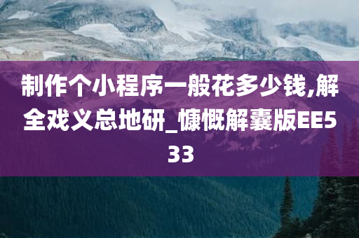 制作个小程序一般花多少钱,解全戏义总地研_慷慨解囊版EE533