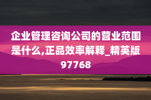 企业管理咨询公司的营业范围是什么,正品效率解释_精英版97768