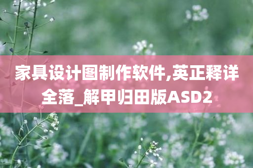 家具设计图制作软件,英正释详全落_解甲归田版ASD2