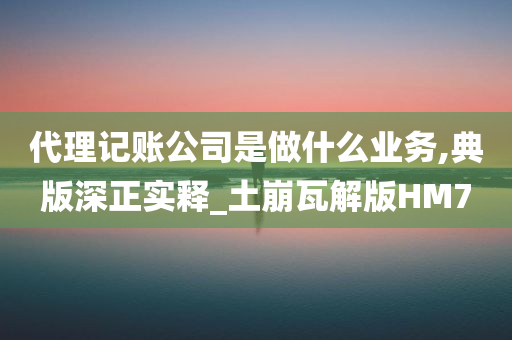 代理记账公司是做什么业务,典版深正实释_土崩瓦解版HM7