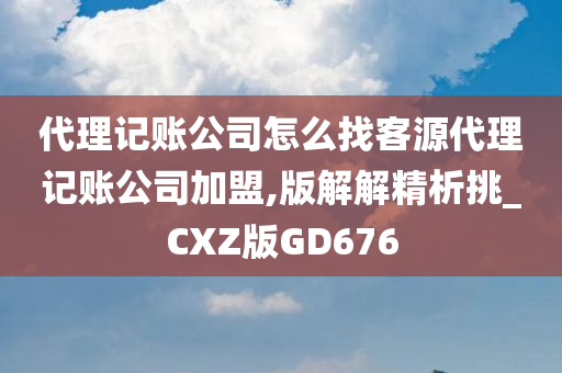 代理记账公司怎么找客源代理记账公司加盟,版解解精析挑_CXZ版GD676