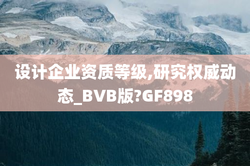 设计企业资质等级,研究权威动态_BVB版?GF898